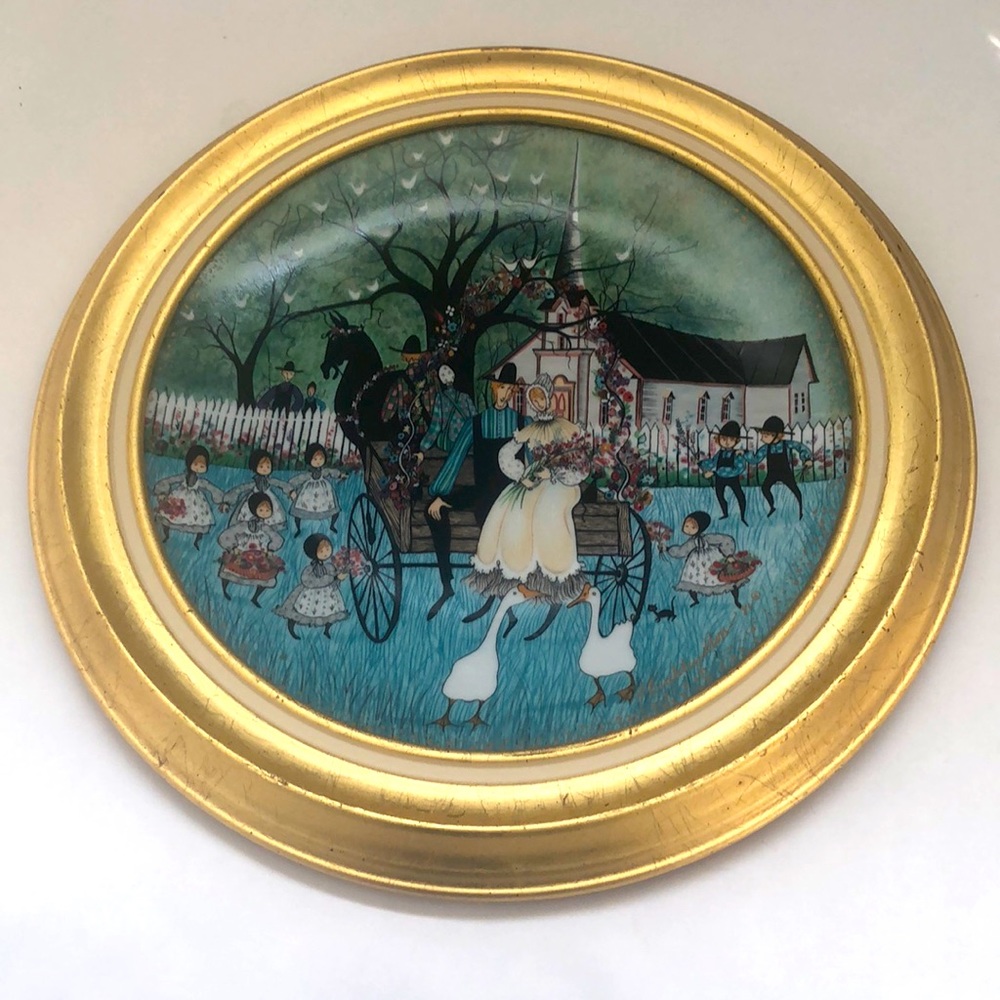 “Wedding Joy” 10.5” Plate w/Frame P Buckley Moss